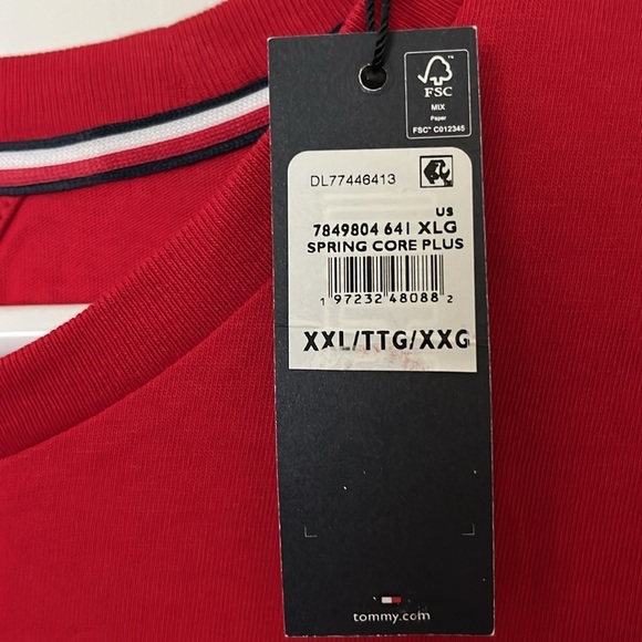 🆕 Tommy Hilfiger Mens Red Crewneck Short Sleeve T-Shirt Size XXL - Picture 6 of 9